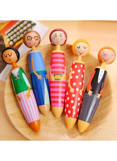 5-Piece Creative Cute Cartoon Little Girl Chunky Ballpoint Pen Set Multicolour