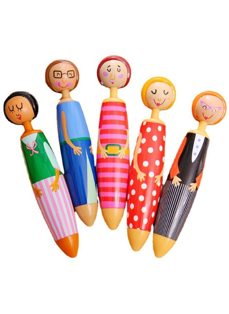 Generic - 5-Piece Creative Cute Cartoon Little Girl Chunky Ballpoint Pen Set Multicolour - Image 1