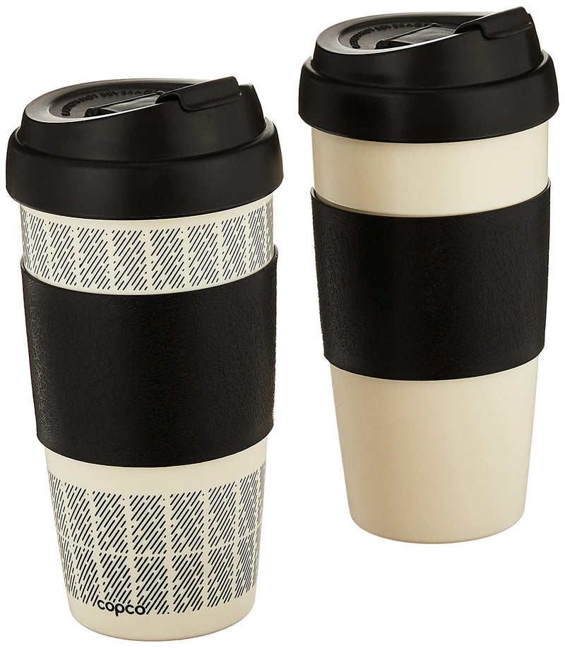 Copco 5237160 Reusable Insulated Double Wall Travel Mugs 16ounce WhiteBlack  2 Count  Pack of 1