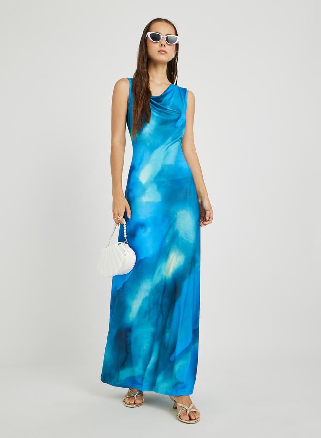 Take Two Printed Sleeveless Cowl Neck Maxi Dress - Image 1