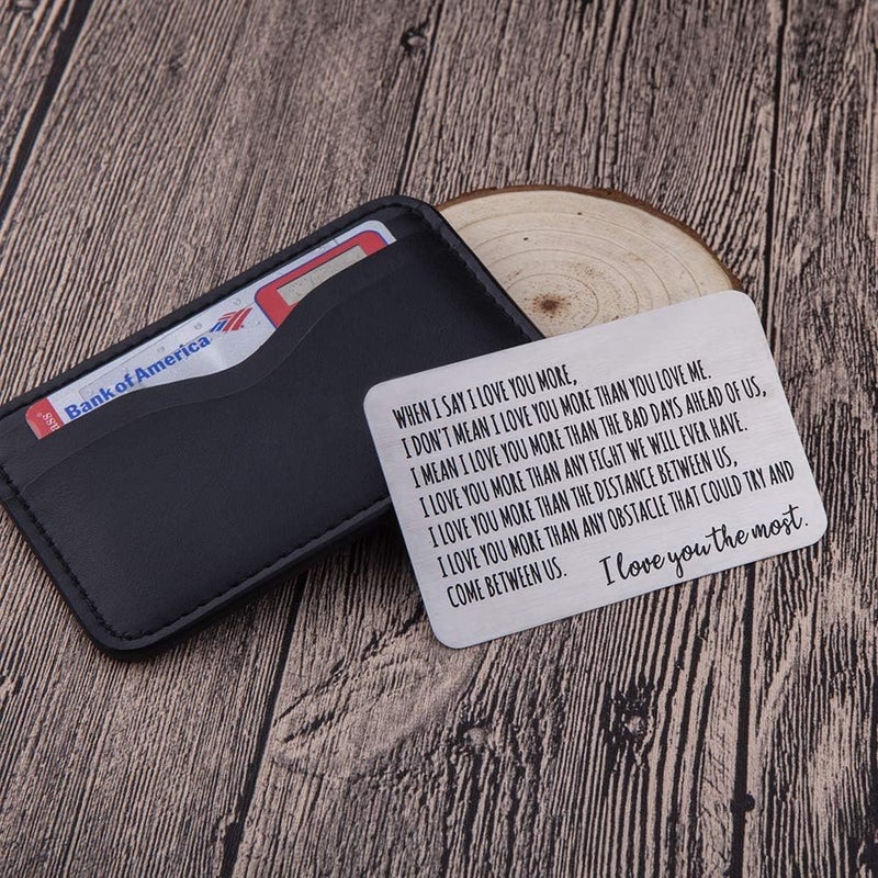 Fleure Esme Wallet Insert Card Anniversary Gifts For Men Husband From Wife Girlfriend Boyfriend Birthday Gifts Metal Mini Love Note Valentine Wedding Gifts For Groom Bride Him Her Deployment Gifts - Image 2