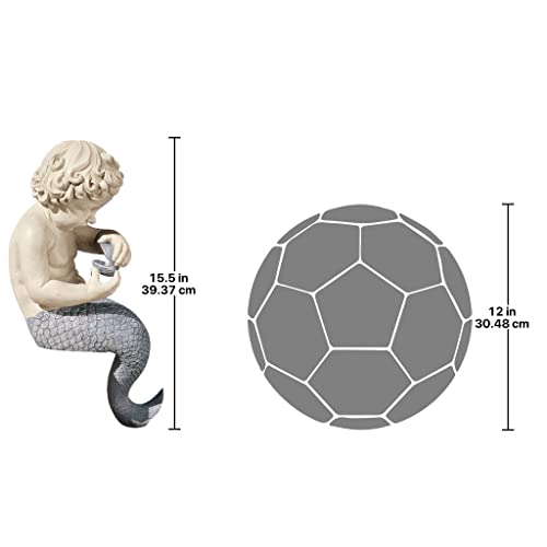 Design Toscano Ocean's Little Treasures Sitting Mermaid Garden Statue, 15 Inch, Resin, Faux Two Tone Stone Finish - Image 3