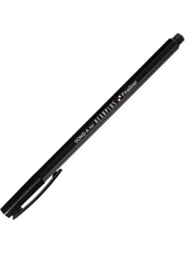 Dong-A Hexaplus Fiber Tip Fineliner Black Felt Tip Pen 