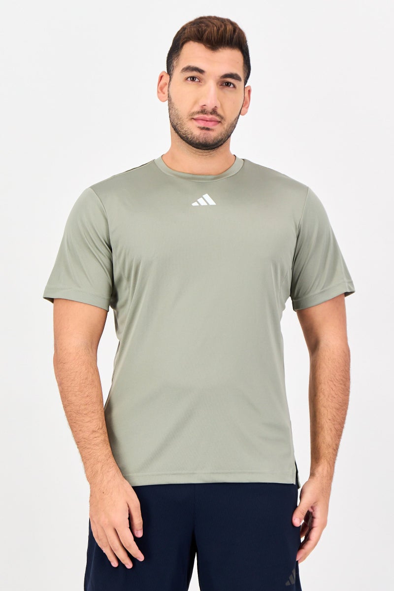 Adidas تي شيرت تدريب قصير الأكمام للرجال، رياضي، رمادي - Image 1