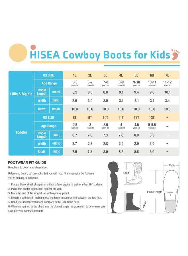 Rollda Kids Cowboy Boots for Boys Girls Western Square Toe Cowgirl Boots with Walking Heel (Toddler/Little Kid/Big Kid), Blue, 8 Toddler - Image 2