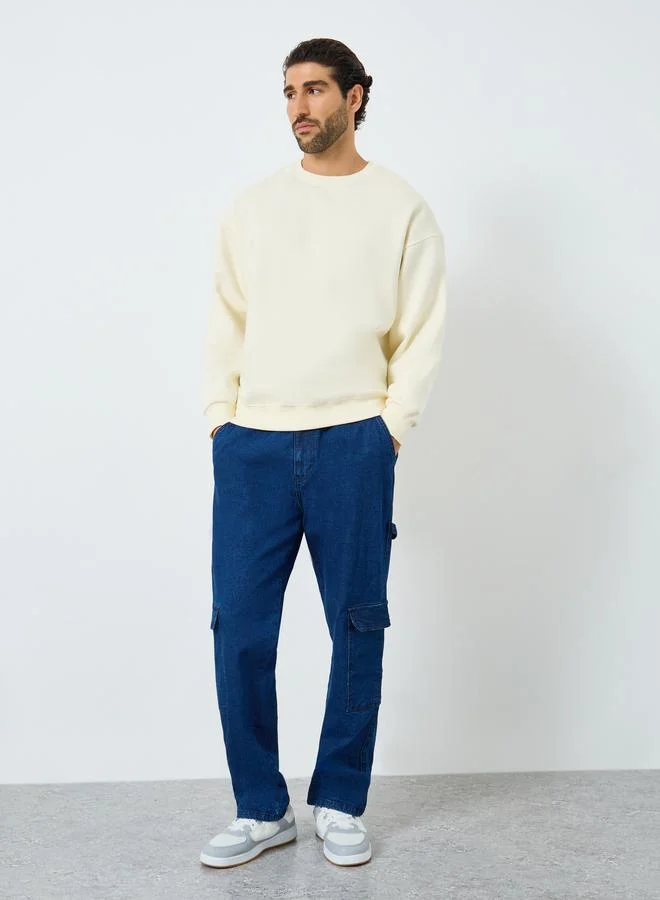 Styli Boxy Fit Back Slogan Embroidered Sweatshirt