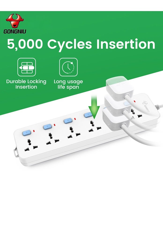 غونغنيو سلك تمديد عالمي متعدد المقابس بطول 3 متر – مشترك كهرباء بـ6 منافذ و6 مفاتيح فردية مع واقي من زيادة التيار – وصلة كهرباء للمكتب والمنزل - Image 1