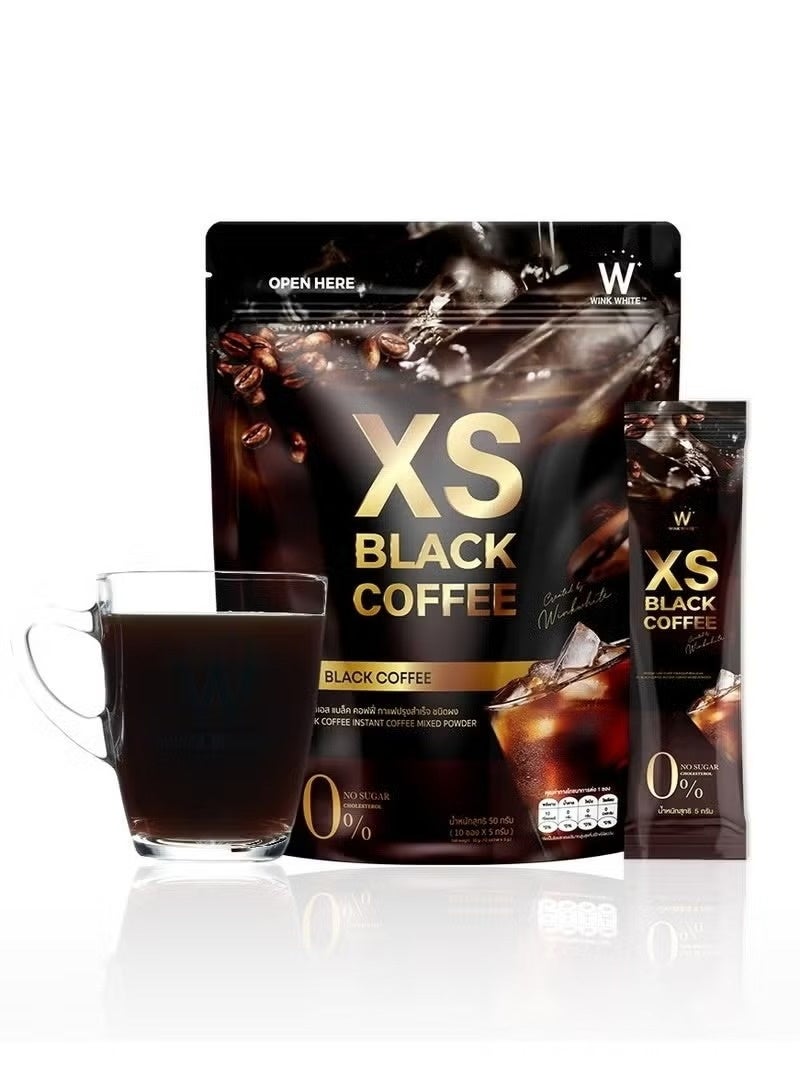 وينك وايت مسحوق قهوة سريعة التحضير XS Black Coffee، 10 أكياس، 50 غرام | قهوة سوداء بدون إضافة سكر - Image 2