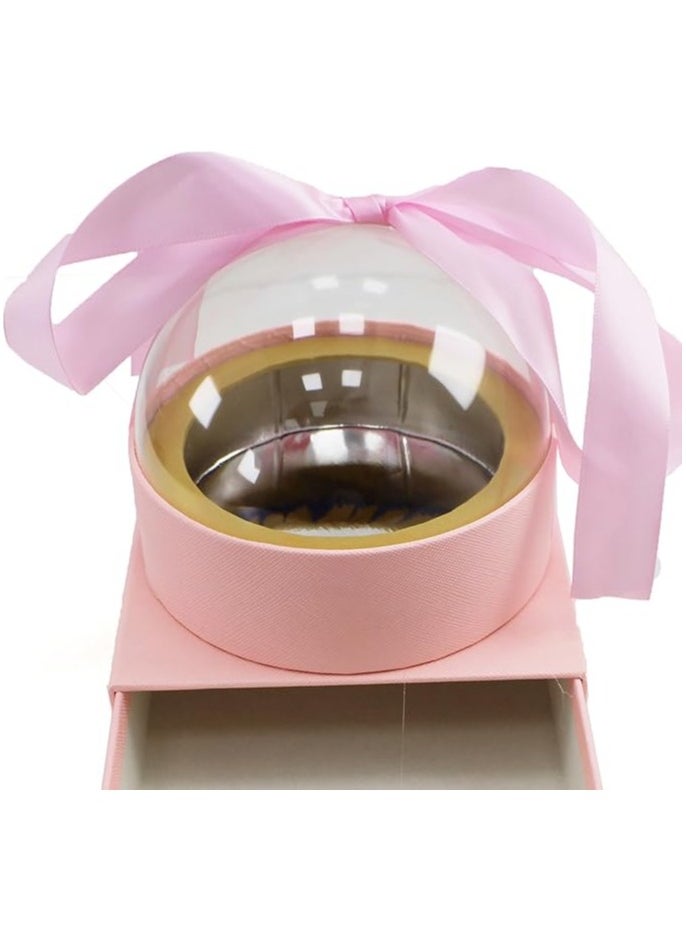 Generic Acrylic Round Gift Box Transparent Storage Box for Jewelry Gifts Decorations and Special Occasions Display Case Perfect for Weddings Birthdays and Holiday Gifts (PINK COLOR, 14.5X12.5X11.5 CM)  - Image 2