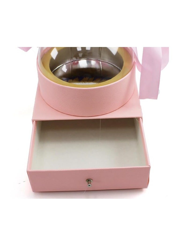 Generic Acrylic Round Gift Box Transparent Storage Box for Jewelry Gifts Decorations and Special Occasions Display Case Perfect for Weddings Birthdays and Holiday Gifts (PINK COLOR, 14.5X12.5X11.5 CM)  - Image 3