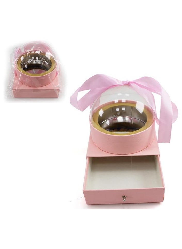 Generic Acrylic Round Gift Box Transparent Storage Box for Jewelry Gifts Decorations and Special Occasions Display Case Perfect for Weddings Birthdays and Holiday Gifts (PINK COLOR, 14.5X12.5X11.5 CM)  - Image 4