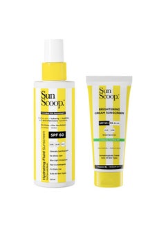 SunScoop Hydrating Fluid & Brightening Sunscreen Combo Spf 60 Pa+++ & Spf 50 Pa++++ | For All Skin Types | No White Cast | Ultimate Sun Protection | 125Ml + 45 Gm  - Image 1