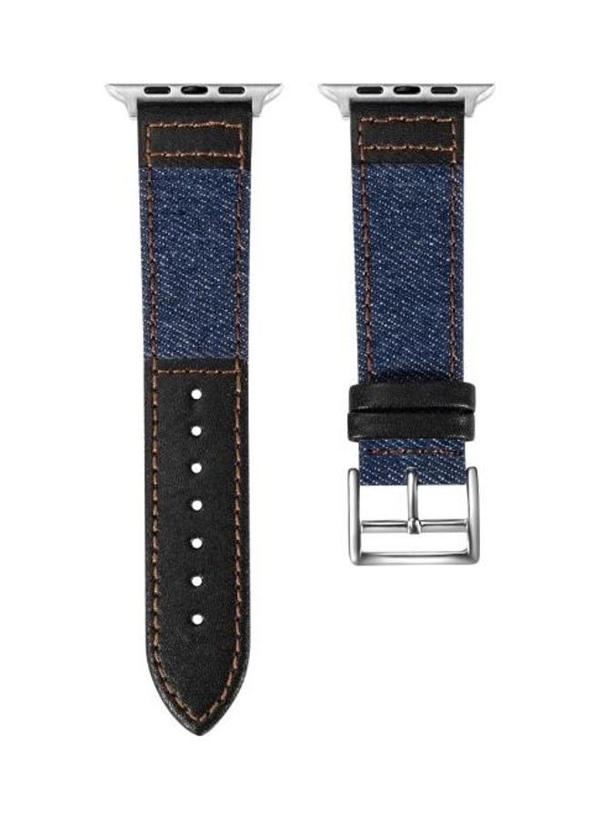 NIBEMINENT Replacement Watch Band For Apple Series 7 41mm/6 & SE 5 4 40mm/3 2 1 42mm Blue/Black - Image 1