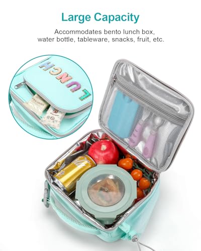 Amersun Kids Insulated Lunch Box- Water-Resistant, Reusable Cute Lunch Tote Bag with Water Bottle Holder & Multi-Pocket-Ideal for Ages 3+ Girls, School,Travel(Light Blue) - Image 3
