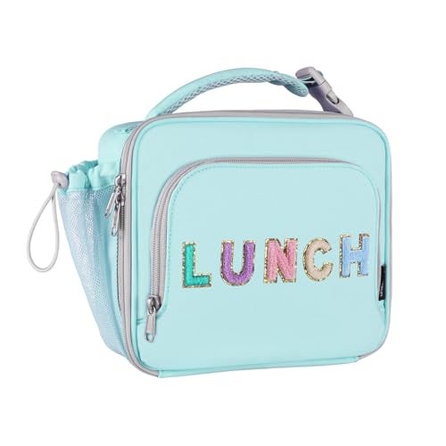 Amersun Kids Insulated Lunch Box- Water-Resistant, Reusable Cute Lunch Tote Bag with Water Bottle Holder & Multi-Pocket-Ideal for Ages 3+ Girls, School,Travel(Light Blue) - Image 1