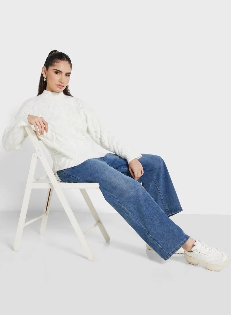 DEBENHAMS Knitted Cabel Sweatshirt