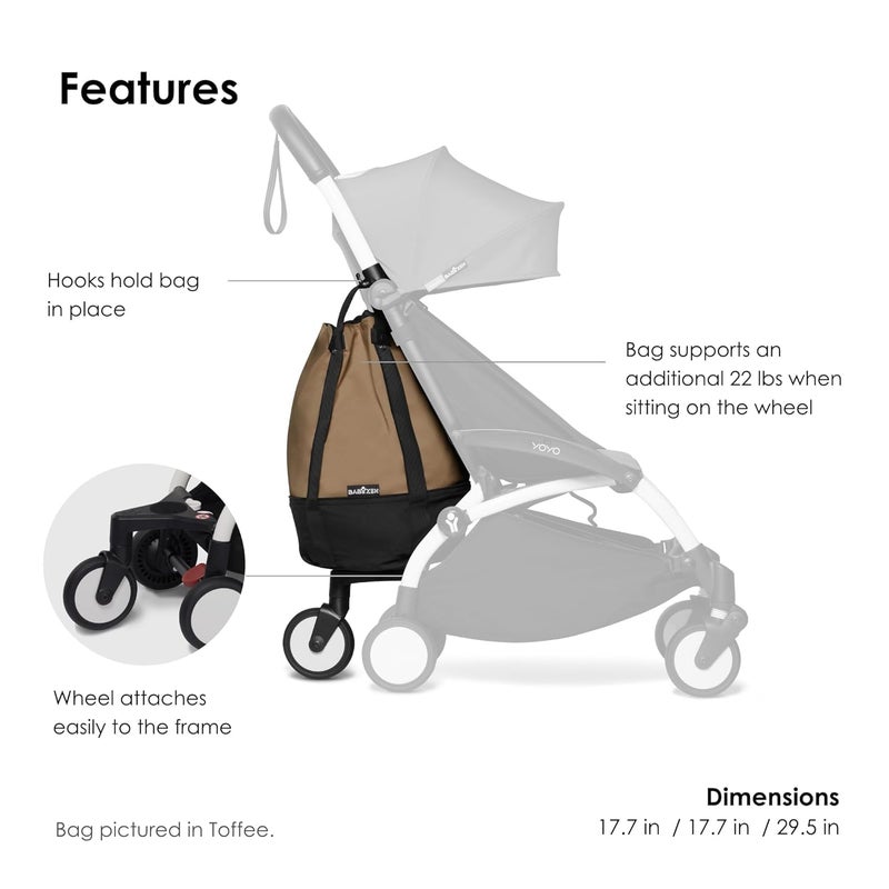 Babyzen YOYO Bag, Grey - Provides Additional, Sturdy Storage on the YOYO2 Stroller - Includes Wheel Base & Hooks - Image 5