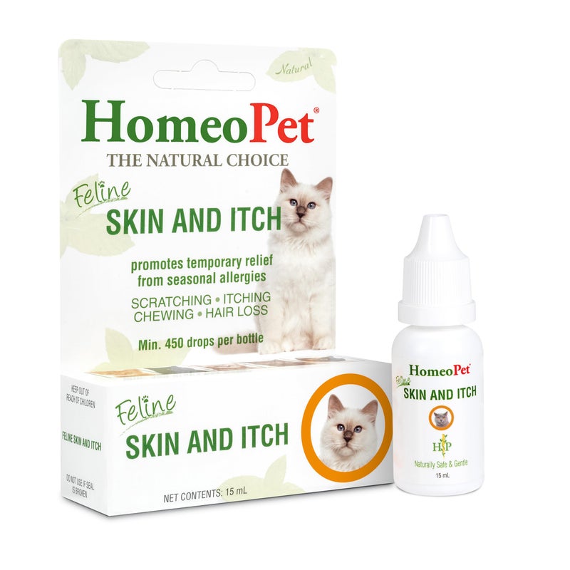 HomeoPet Feline Skin and Itch, Safe and Natural Cat Supplement for Itchy Skin, Skin and Itch Relief for Cats, 15 Milliliters - Image 1