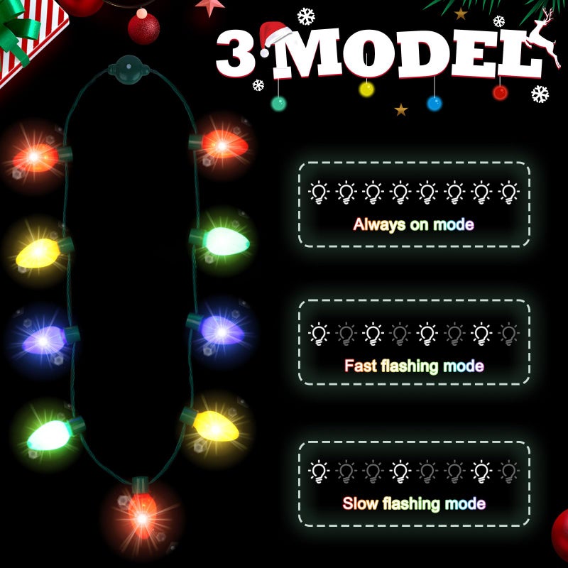 Anzmtosn Anzmtosn Light Up Flashing Glow In the Dark Necklace LED Light Bulbs for Kids Adults Ugly Christmas Xmas Birthday Wedding Halloween Rave Carnival Party Supplies Favors Accessories Best Gift Decoration - Image 2