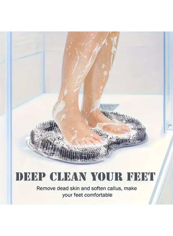 Blue Non Slip Shower Foot Scrubber With Suction Cups Fragrance Free Exfoliation Bath Brush - Image 1