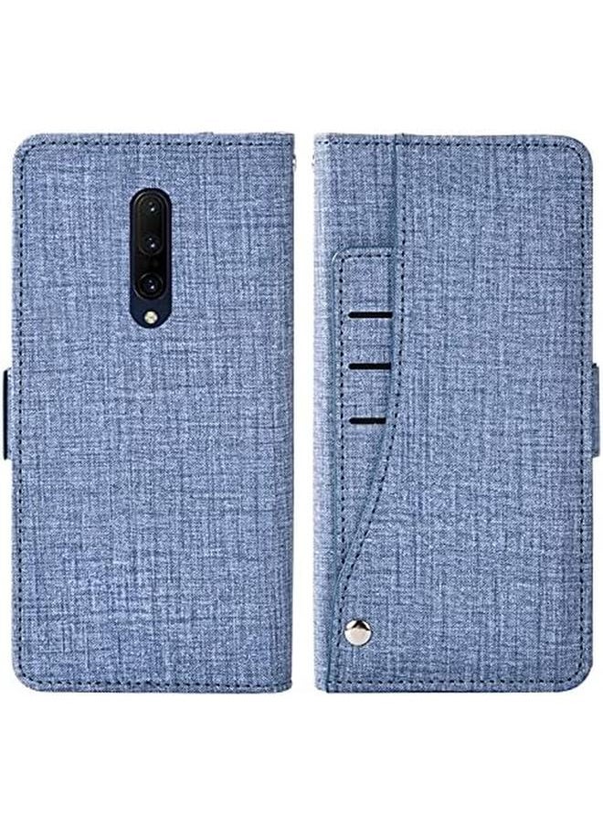 erorex - Compatible With Oneplus 7 Pro Wallet Case Tempered Glass Screen Protector And Flip Cover Card Holder Phone Cases For Oneplus7Pro 5G One Plus 1 Plus 7 1Plus Oneplus7 7Pro One Plus 1 Plus Seven Men Blue - Image 1