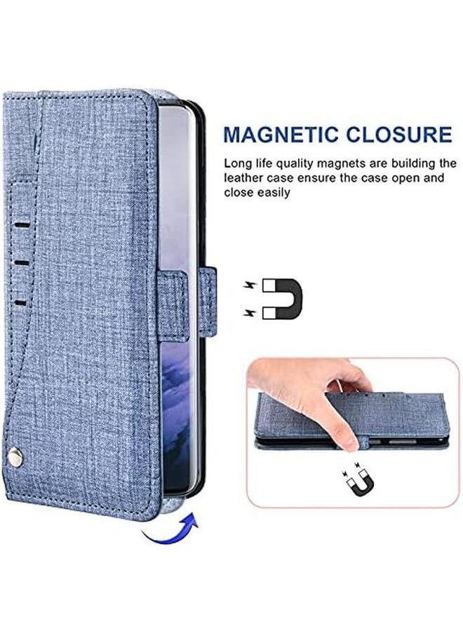 erorex - Compatible With Oneplus 7 Pro Wallet Case Tempered Glass Screen Protector And Flip Cover Card Holder Phone Cases For Oneplus7Pro 5G One Plus 1 Plus 7 1Plus Oneplus7 7Pro One Plus 1 Plus Seven Men Blue - Image 1