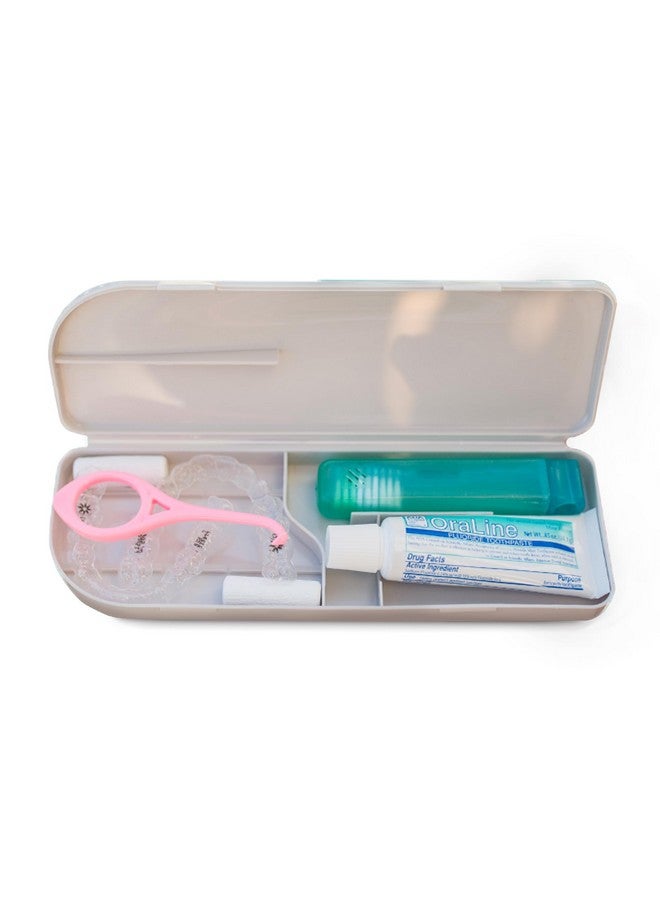 كبسول حقيبة سفر لتقويم الأسنان، حقيبة سيليكون لتقويم الأسنان، واقيات الفم، والمزيد، مجموعة أدوات العناية بالفم للأسنان مع فرشاة أسنان للسفر وأداة إزالة التقويم - Image 1