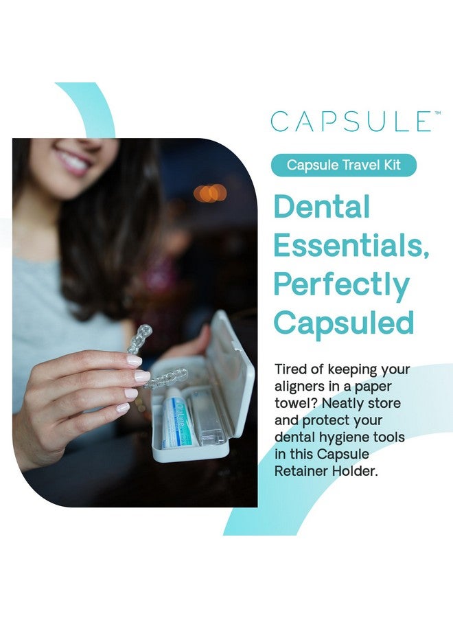 كبسول حقيبة سفر لتقويم الأسنان، حقيبة سيليكون لتقويم الأسنان، واقيات الفم، والمزيد، مجموعة أدوات العناية بالفم للأسنان مع فرشاة أسنان للسفر وأداة إزالة التقويم - Image 2