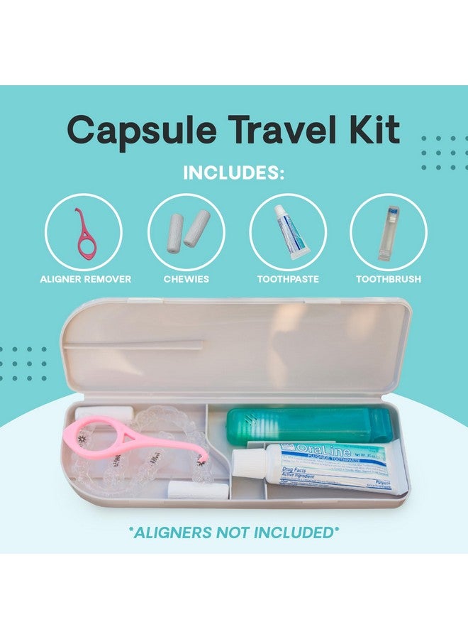 كبسول حقيبة سفر لتقويم الأسنان، حقيبة سيليكون لتقويم الأسنان، واقيات الفم، والمزيد، مجموعة أدوات العناية بالفم للأسنان مع فرشاة أسنان للسفر وأداة إزالة التقويم - Image 3