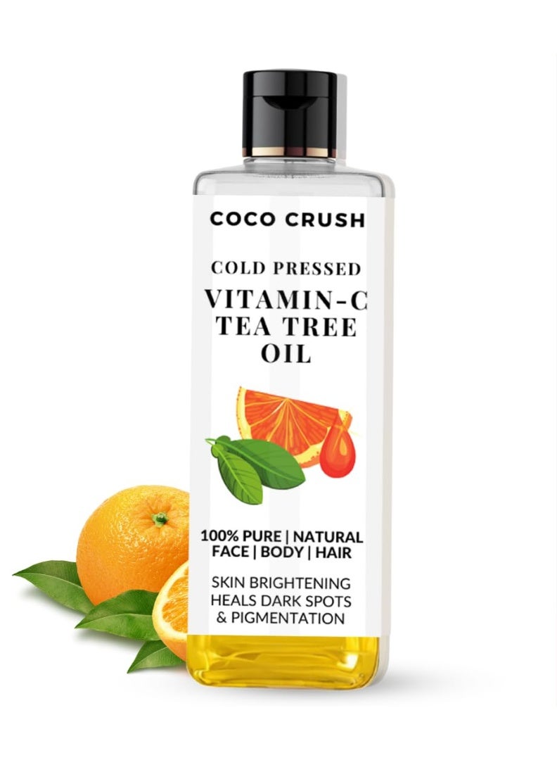 COCO CRUSH Vitamin C & Tea Tree Oil for Skin, Body, Hair massage | With Cold Pressed Virgin Almond & Coconut Oil For Face Brightening, Hair Nourishment | 100% Pure & Natural (200ml) - Image 1