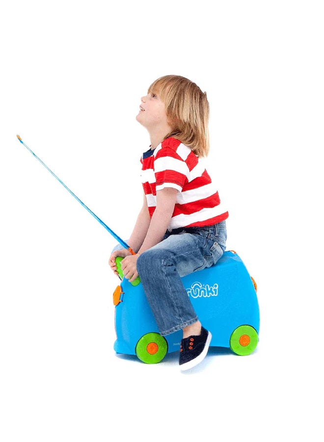 Trunki Una Unicorn Teal Ride-On Suitcase for Children, Kids Carry-On Luggage with Wheels, Tow Strap and Travel Storage for Ages 3+ - Image 4