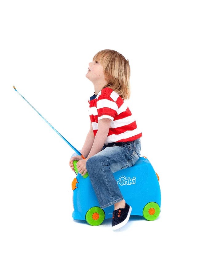 Trunki Una Unicorn Teal Ride-On Suitcase for Children, Kids Carry-On Luggage with Wheels, Tow Strap and Travel Storage for Ages 3+ - Image 5