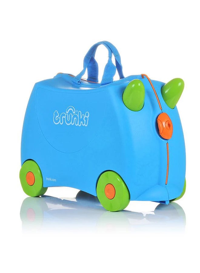 Trunki Una Unicorn Teal Ride-On Suitcase for Children, Kids Carry-On Luggage with Wheels, Tow Strap and Travel Storage for Ages 3+ - Image 1