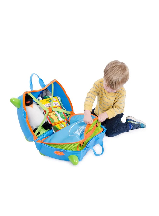 Trunki Una Unicorn Teal Ride-On Suitcase for Children, Kids Carry-On Luggage with Wheels, Tow Strap and Travel Storage for Ages 3+ - Image 3