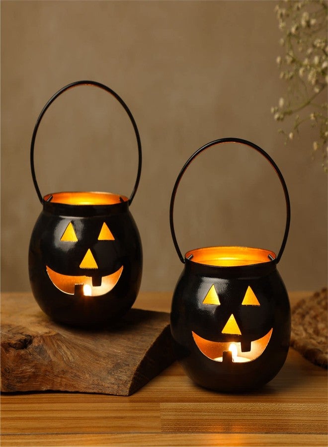 Dudki Halloween Face Votive Candle Holder Stand Antique Hanging Tealight Lantern for Home Decorations, Birthday Parties, Christmas Indoor, Outdoor Décor, Black (Black) - Image 1