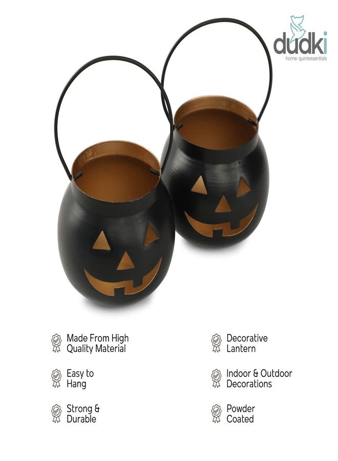 Dudki Halloween Face Votive Candle Holder Stand Antique Hanging Tealight Lantern for Home Decorations, Birthday Parties, Christmas Indoor, Outdoor Décor, Black (Black) - Image 3