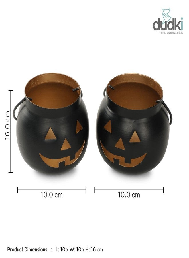 Dudki Halloween Face Votive Candle Holder Stand Antique Hanging Tealight Lantern for Home Decorations, Birthday Parties, Christmas Indoor, Outdoor Décor, Black (Black) - Image 5