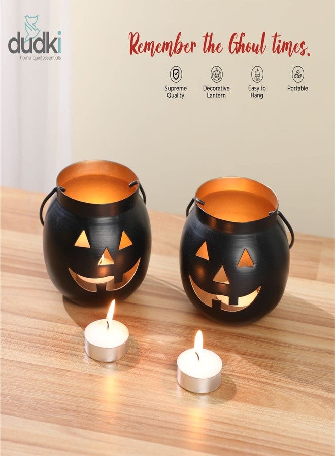 Dudki Halloween Face Votive Candle Holder Stand Antique Hanging Tealight Lantern for Home Decorations, Birthday Parties, Christmas Indoor, Outdoor Décor, Black (Black) - Image 4
