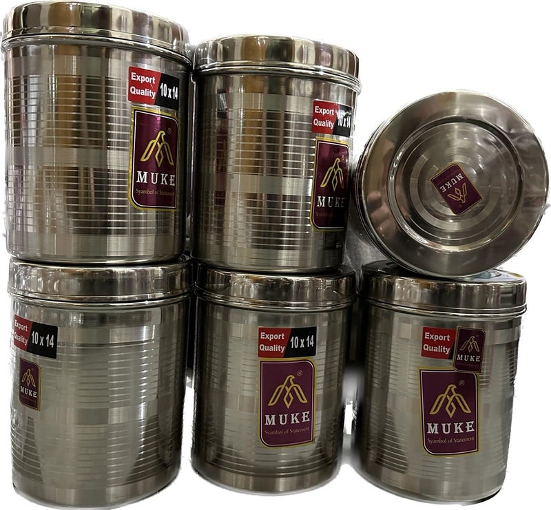 MUKE stainless steel kitchen jar container food grade dabba set 5 kg Size Steel Container 6 pcs - Image 1