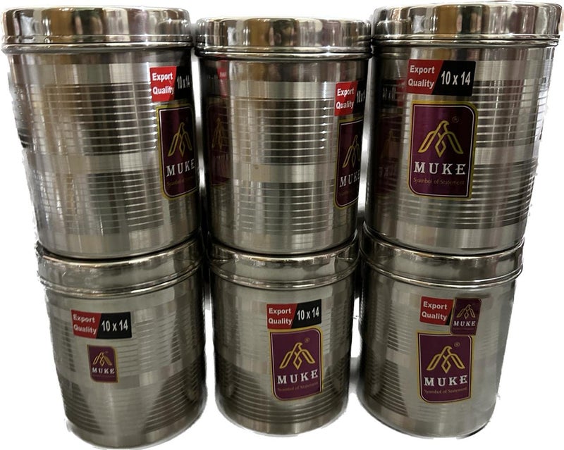 MUKE stainless steel kitchen jar container food grade dabba set 5 kg Size Steel Container 6 pcs - Image 2