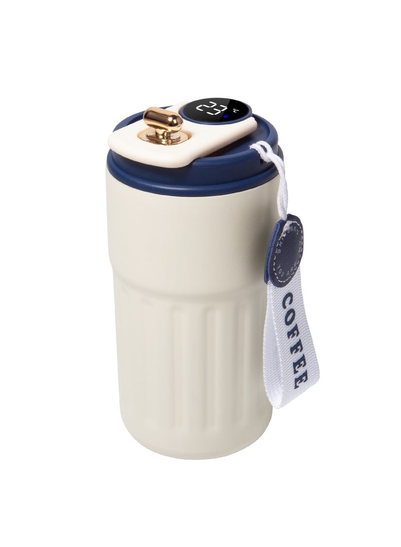 UCHUANG Smart LED Temperature Display Travel Office Coffee Mug, 316 Stainless Steel 450ML Durable Leak-proof Easy Grip Portable Thermos Mug（Blue）  - Image 1