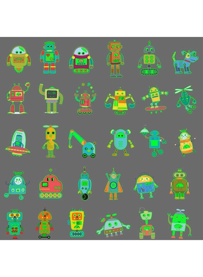 Ooopsiun Luminous Robot Temporary Tattoos for Boys- 90 Styles Glow in The Dark, Robot Birthday Party Decorations Supplies Favors for Kids Boys - Image 1