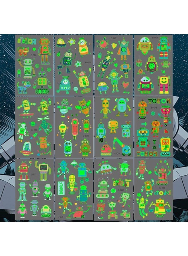 Ooopsiun Luminous Robot Temporary Tattoos for Boys- 90 Styles Glow in The Dark, Robot Birthday Party Decorations Supplies Favors for Kids Boys - Image 3