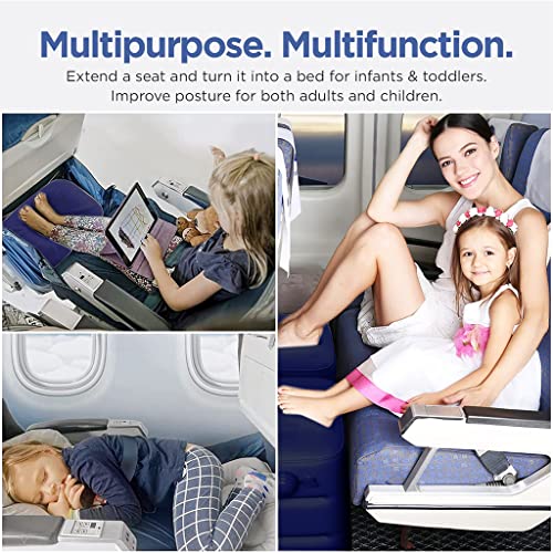 HANNEA® Inflatable Air Travel Pillow Long Travel Footstool Seat Foot Rest Pillow Foldable Travel Pillow for Flight Home Office Footstool Self-inflatable Air Travel Pillow for Adult Kids, Dark Blue - Image 5