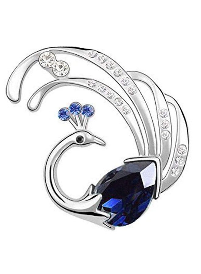 Mahi Rhodium Plated Swooning Peacock Brooch for Womens BP1101028R - Image 1