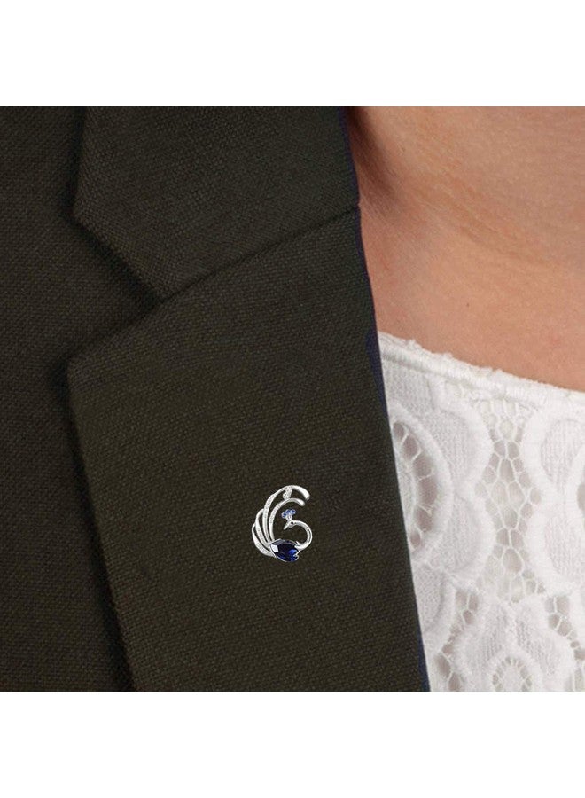 Mahi Rhodium Plated Swooning Peacock Brooch for Womens BP1101028R - Image 3