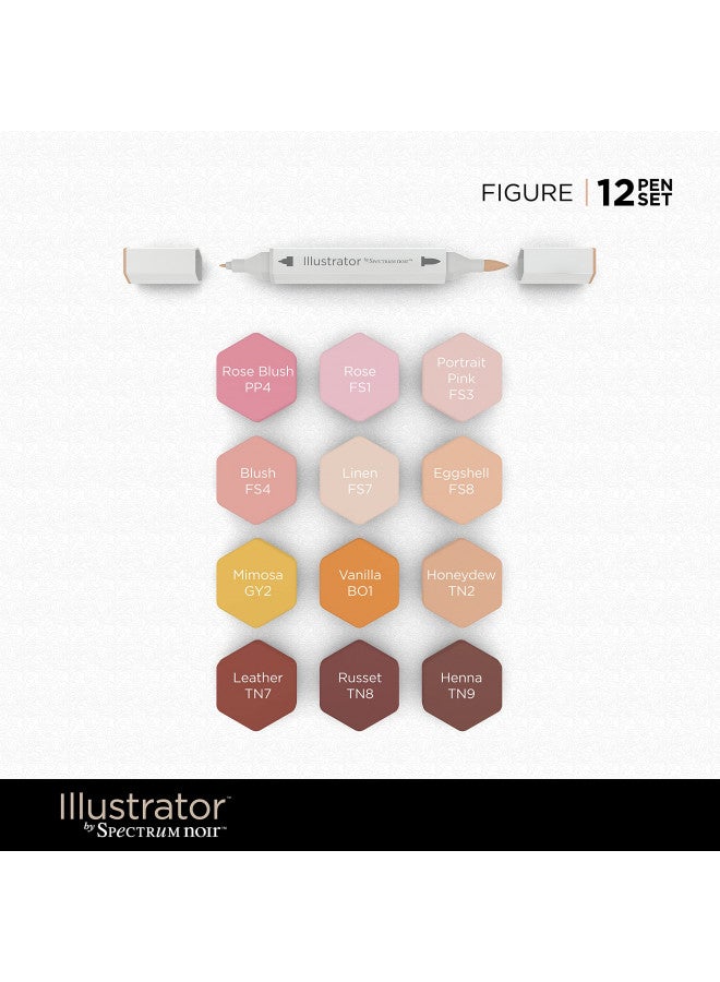 Spectrum Noir Illustrator by Spectrum Noir 12 Piece Twin Tip Artist Alcohol Markers, Figure - Image 4
