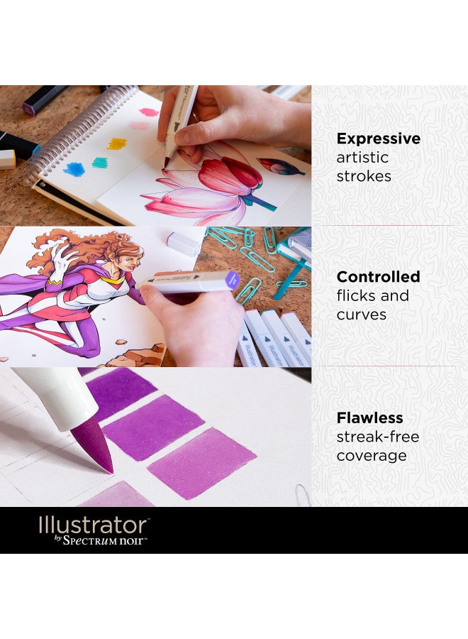 Spectrum Noir Illustrator by Spectrum Noir 12 Piece Twin Tip Artist Alcohol Markers, Figure - Image 5