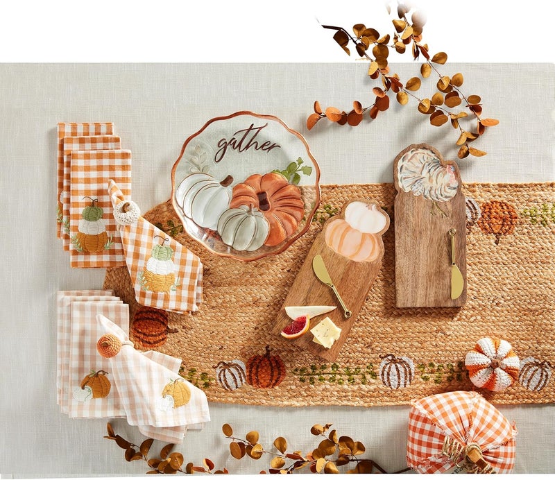 Mud Pie Embroidery Check Napkin Rust 18 x 18 - Image 2