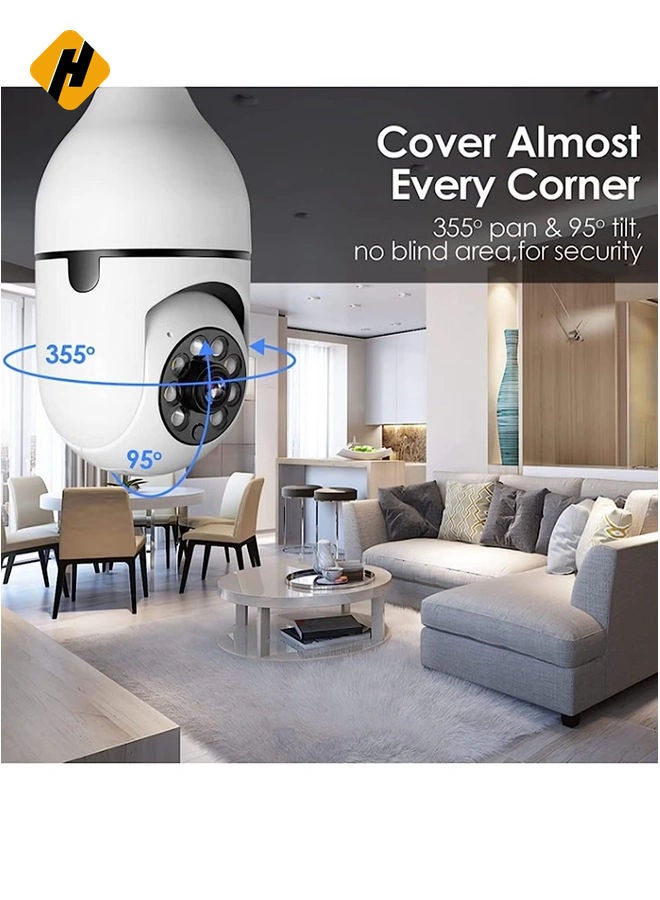 HuHa Pan Tilt Security Light Camera V380 130W Smart Wireless WIFI Full Color Bulb Camera 2.4Ghz 360 Degree Panoramic IP Camera  - Image 4